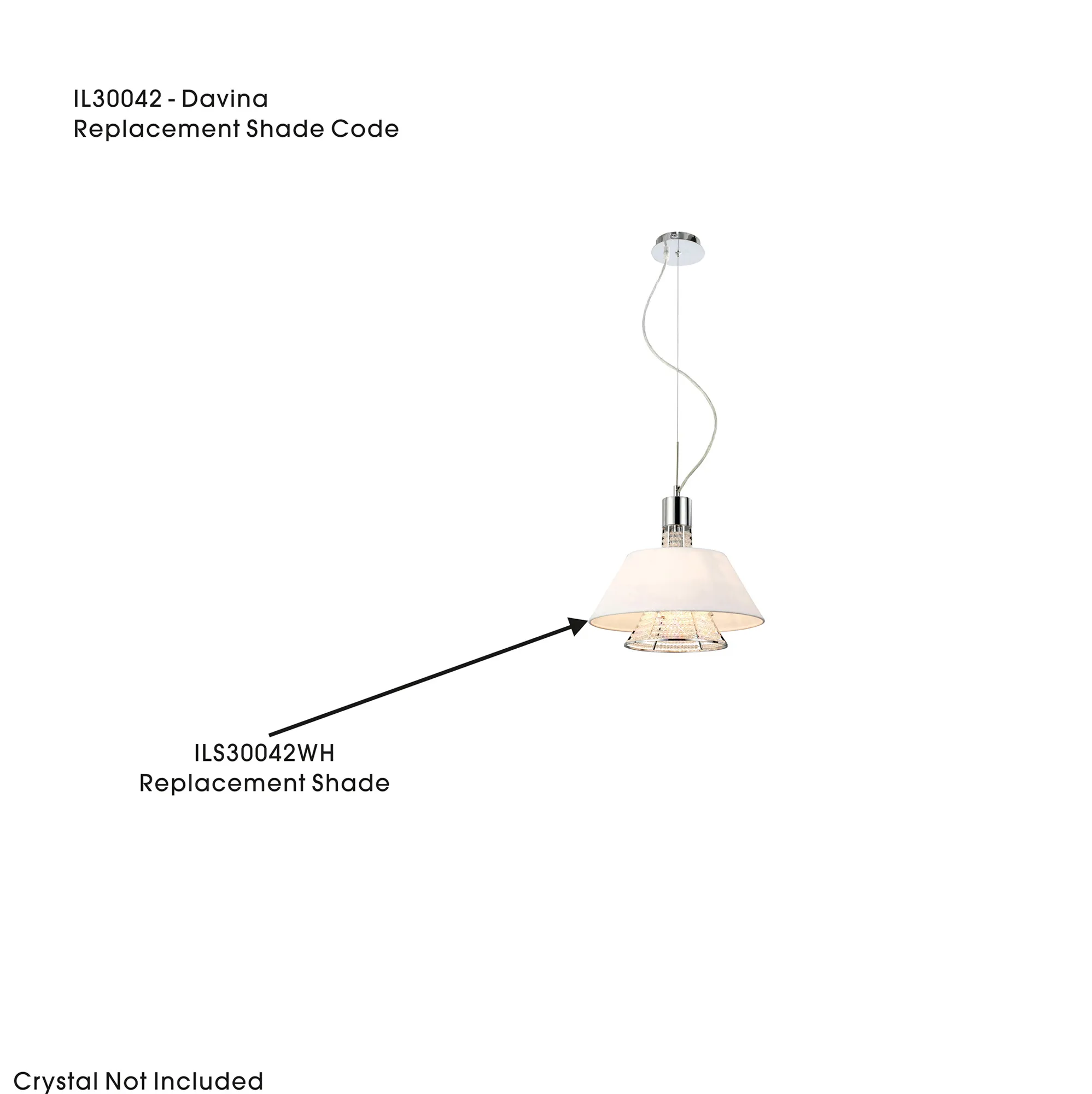ILS30042WH  Davina 35cm Shade For IL30042 White